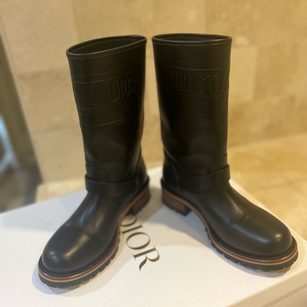Christian Dior Quest Leather Boots Sz 37.5